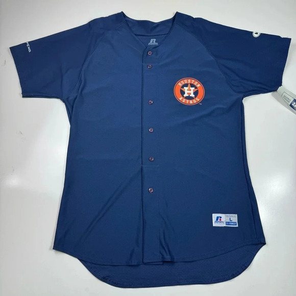 Houston Astros Men’s Baseball Navy Blue Jersey HEB NWT Size Large - Picture 1 of 11